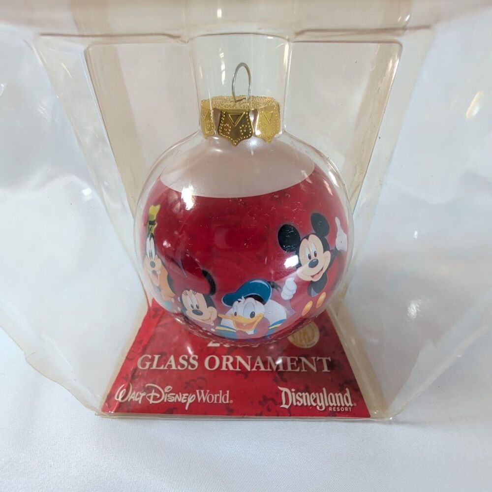 Disney Parks Mickey Minnie Donald Goofy Glass Christmas Ornament Wa Disney World
